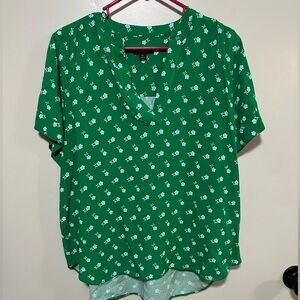 J. Crew Kelly Green Floral Top Size XL